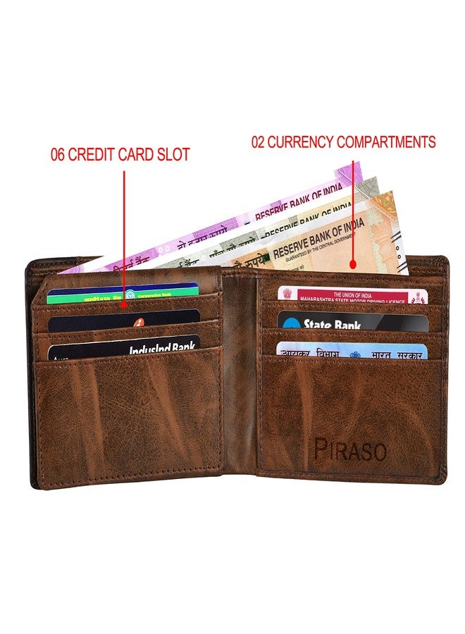 PIRASO Men's Artificial Leather Wallet (Brown) - Image 5